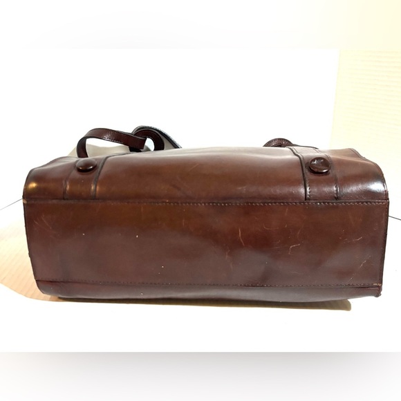 Vintage handmade Brown Leather Tote Bag with Africa Design - Picture 3 of 5